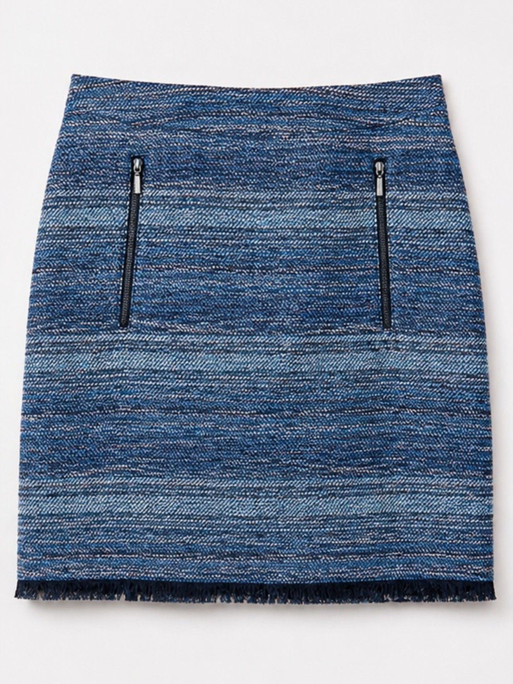 Ann Taylor Blue Multi Tweed Mini Skirt with Zip Pockets